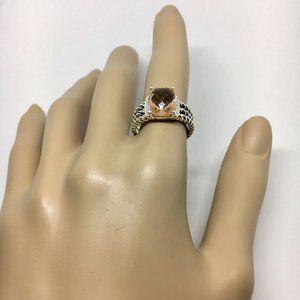 David Yurman Petite Wheaton Ring with Morganite and Diamonds Size 8